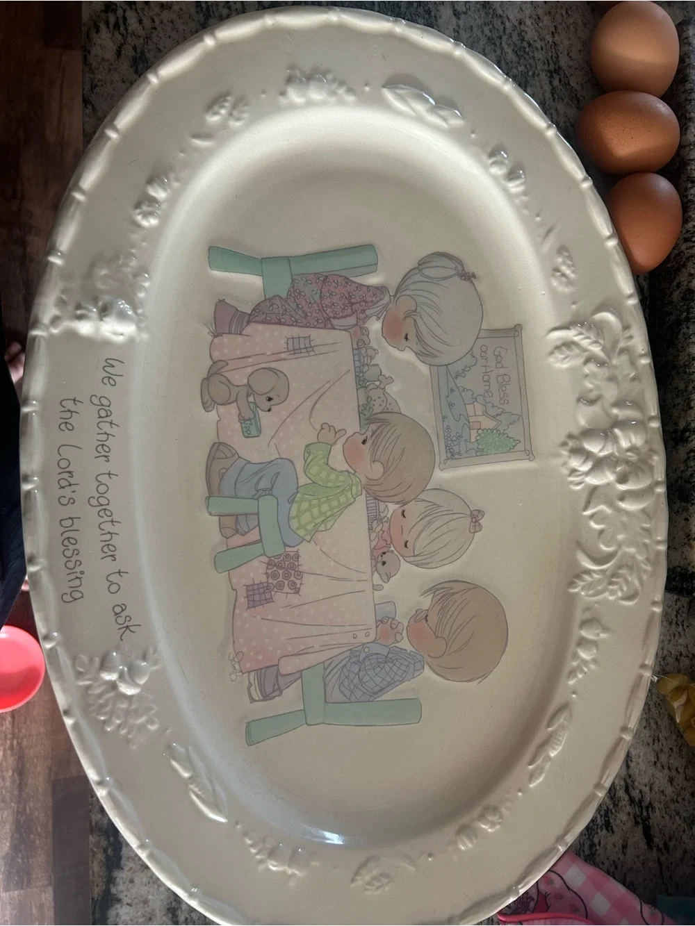 Royal Doulton Cream Platter with Pastel Family Illustration
